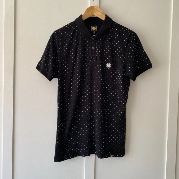 Pretty Green Other - Pretty Green Polo Shirt Polk Dot Short Sleeve Black Medium